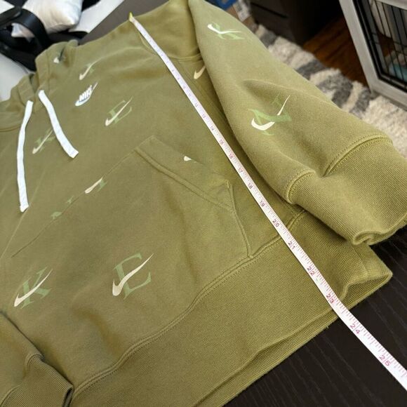 Nike Hoodie Dark Olive AOP Sportswear Club Fleece Embroidered Logo mens small - Picture 7 of 9
